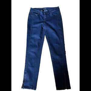 👖💙Women’s Cache Size 6 Ankle Zippers Dark Wash Jeans Pants NWOT